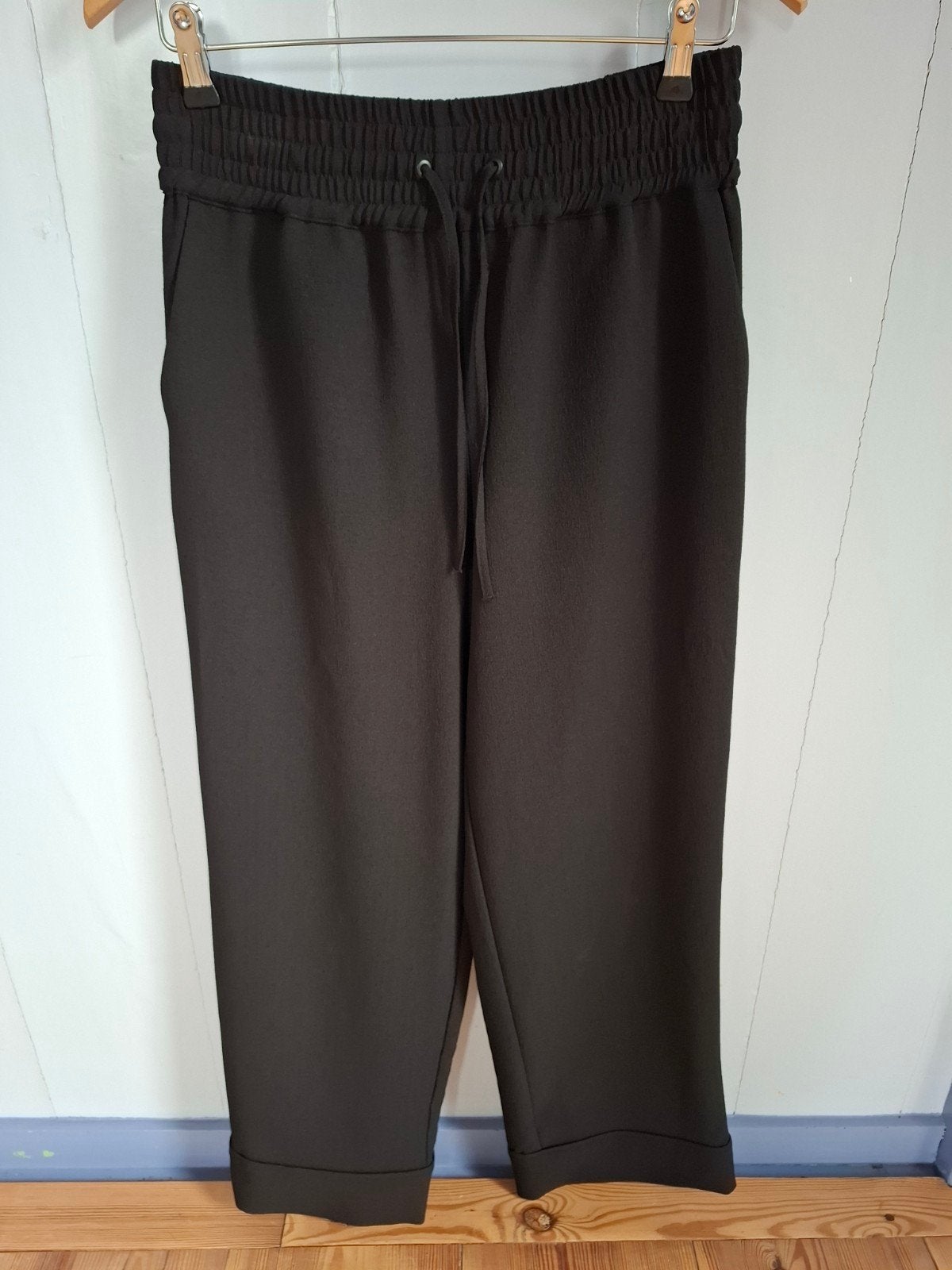 Zwarte "Ganni" dames broek met wijde pijpen. Mt.M., Maat 38/40 (M), Zwart, Ganni, Ophalen of Verzenden