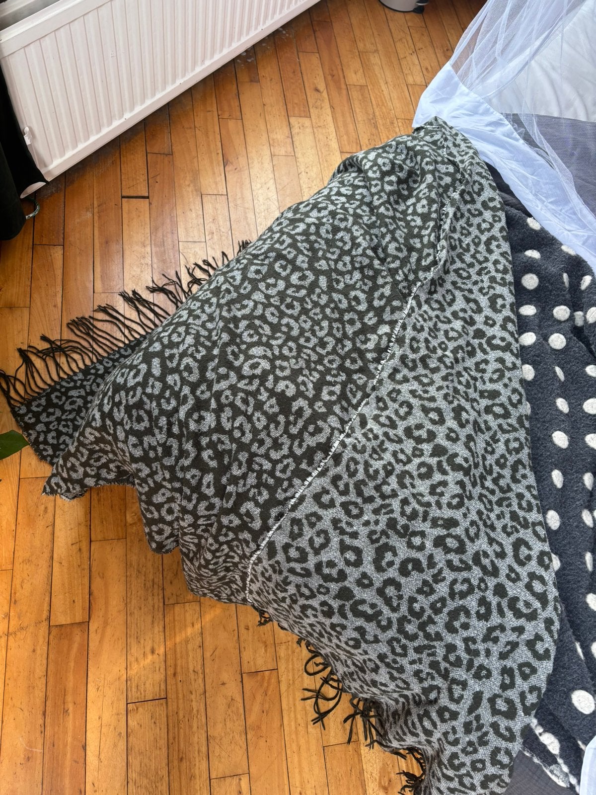 Panter print dekentje dubbelzijdig donkergroen grijs, Woondeken, Wasbaar, 140 cm, 170 cm
