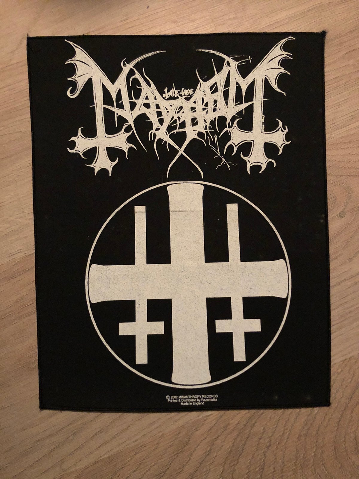 Mayhem  vintage back patch the legion 2002, Ophalen, Zo goed als nieuw, Gebruiksvoorwerp