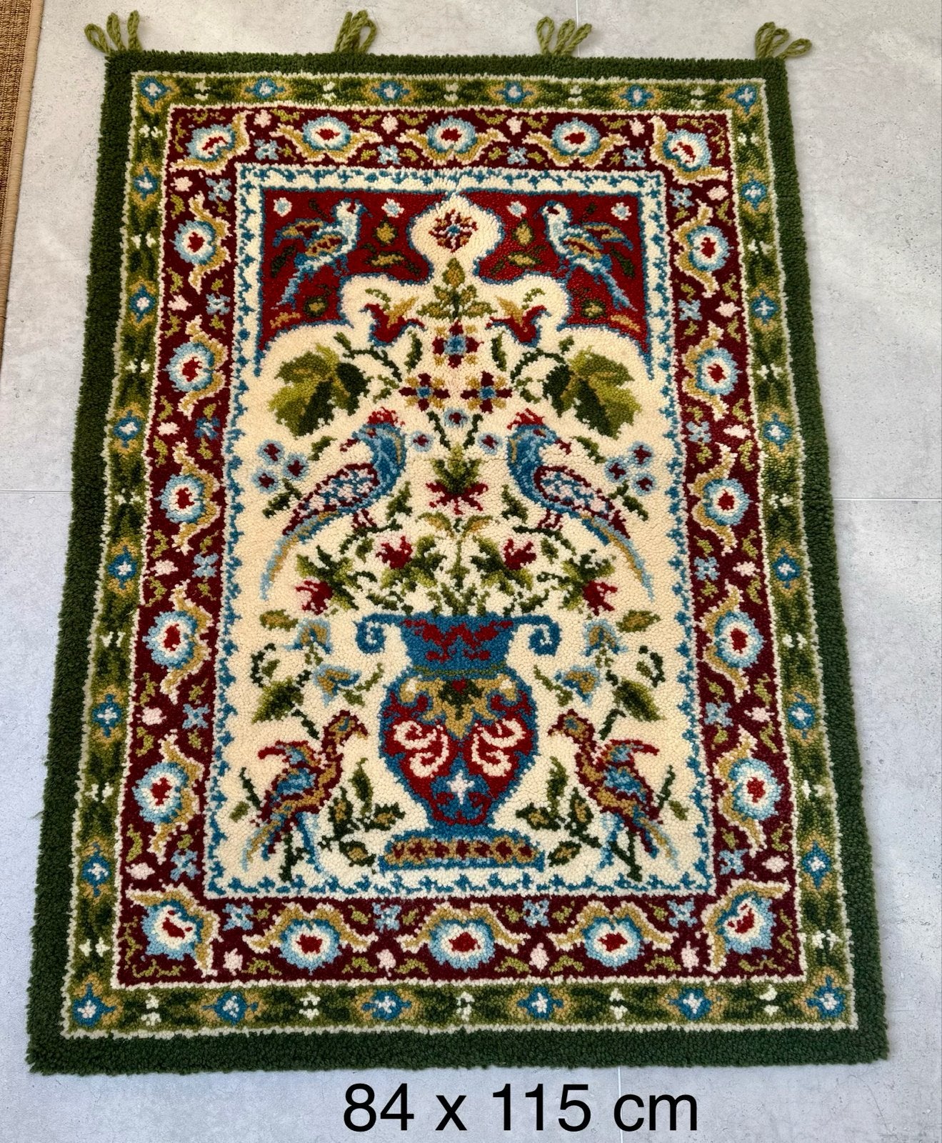 Handgemaakt wandtapijt uit Aachen/ 100% wol - Junghans Wolle, Geel, 100 tot 150 cm, Vintage, Zo goed als nieuw