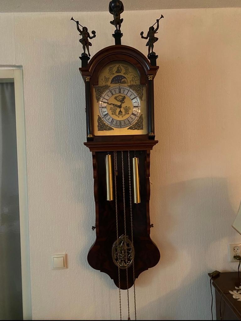 Antieke wandklok en barometer/thermometer set, Antiek en Kunst, Ophalen
