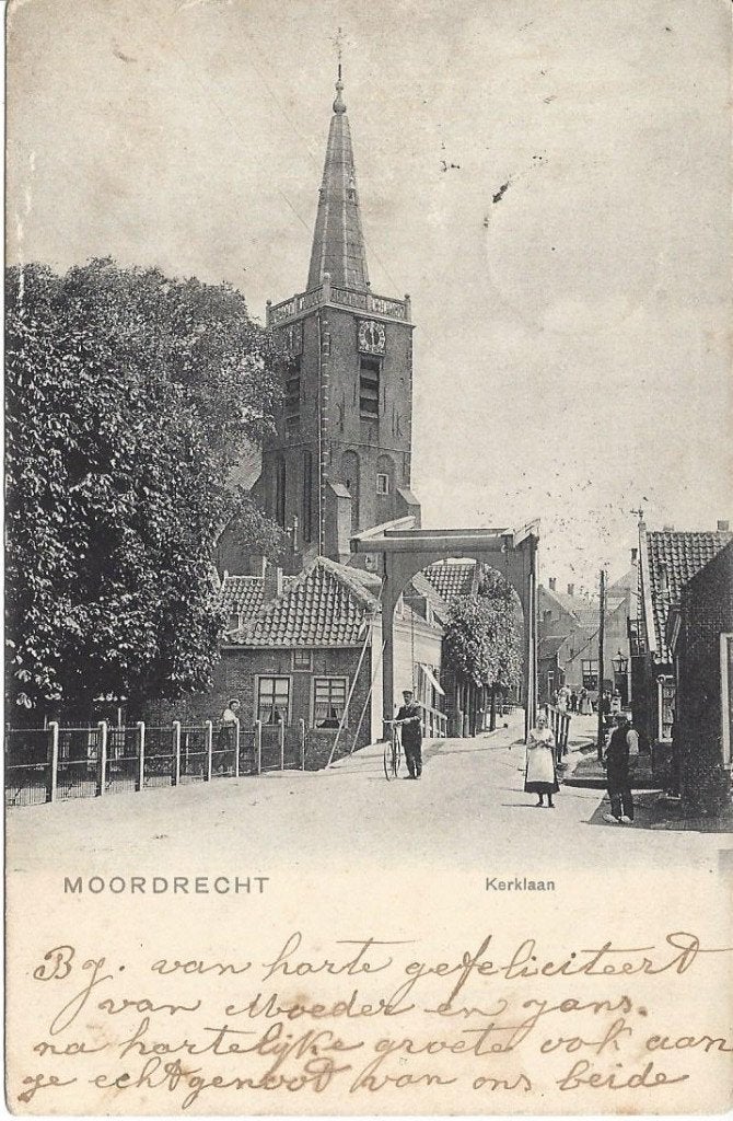 Moordrecht (Z.H.) Kerklaan, Volk, stempel klein rond 1903, Ophalen of Verzenden, Voor 1920, Gelopen, Zuid-Holland