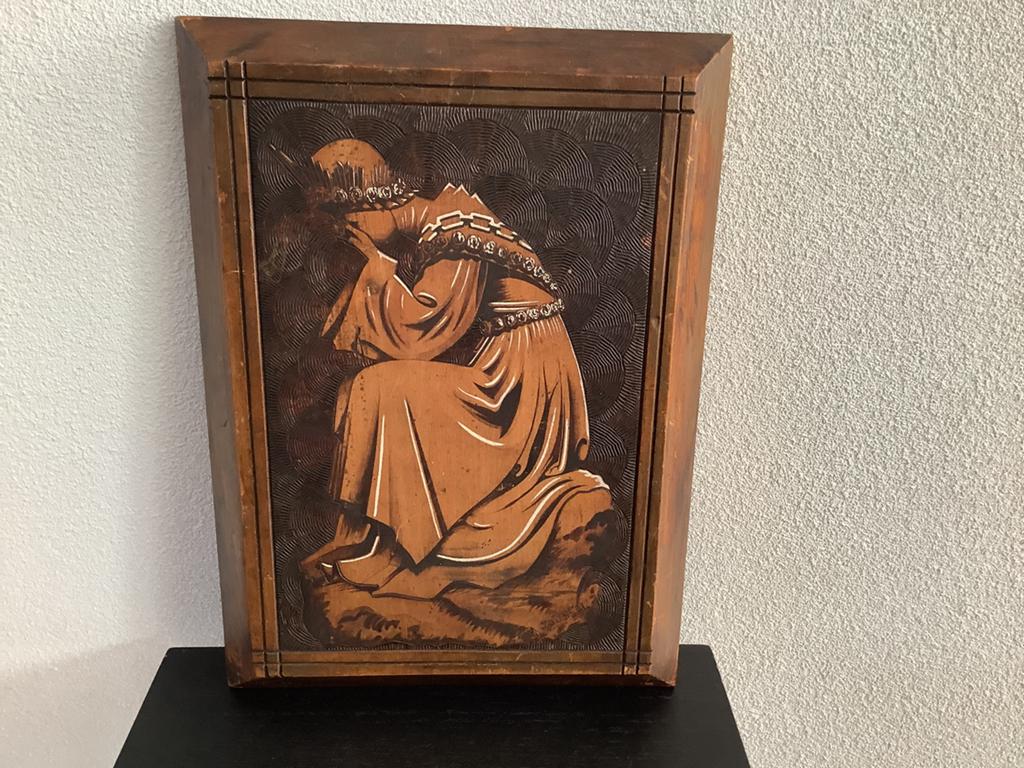 Oud houtsnijwerk van A. Joubert, Antiek en Kunst, Kunst | Beelden en Houtsnijwerken, Ophalen of Verzenden