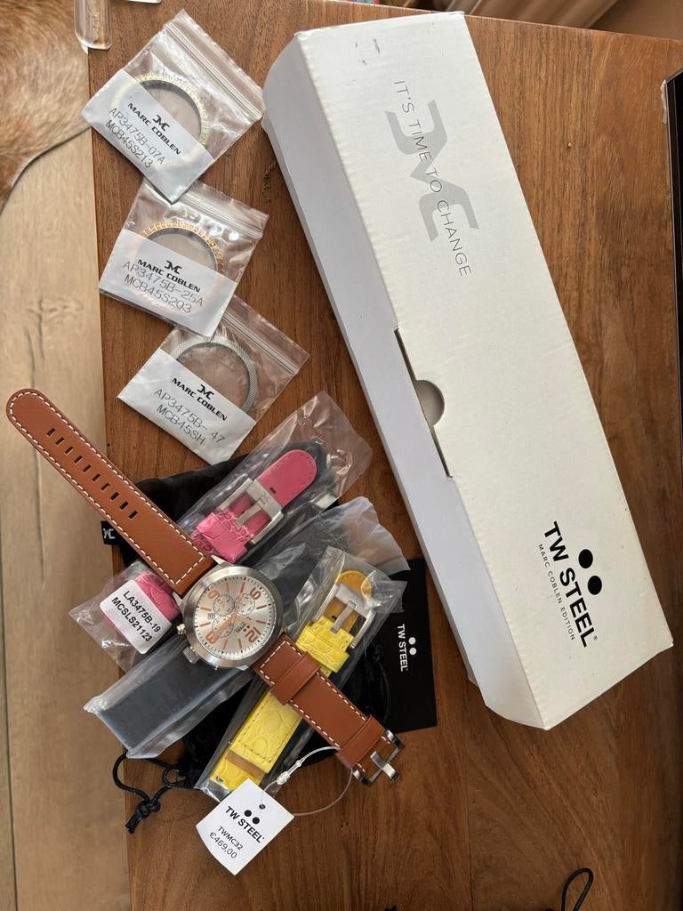 TW Steel Marc Coblen horloge met extra bandjes en ringen, Overige merken, Staal, Polshorloge, Ophalen of Verzenden
