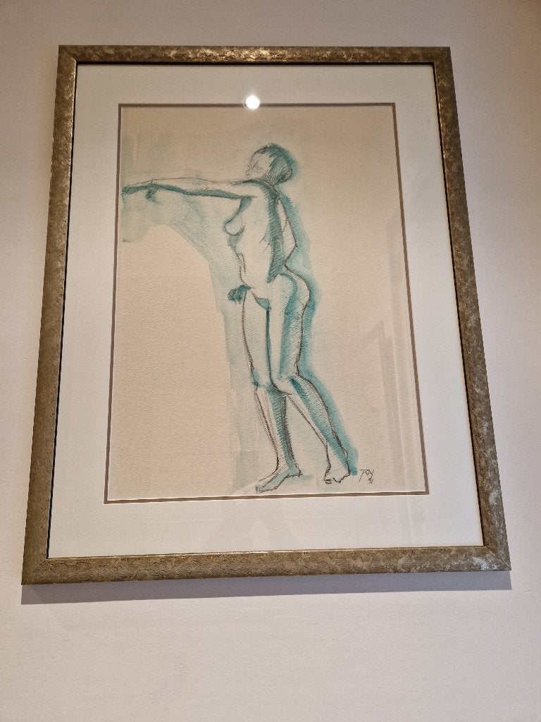 Clarence Gagnon " STAANDE VROUWELIJK NAAKT", Ophalen of Verzenden, Tekening, Krijttekening, Gesigneerd