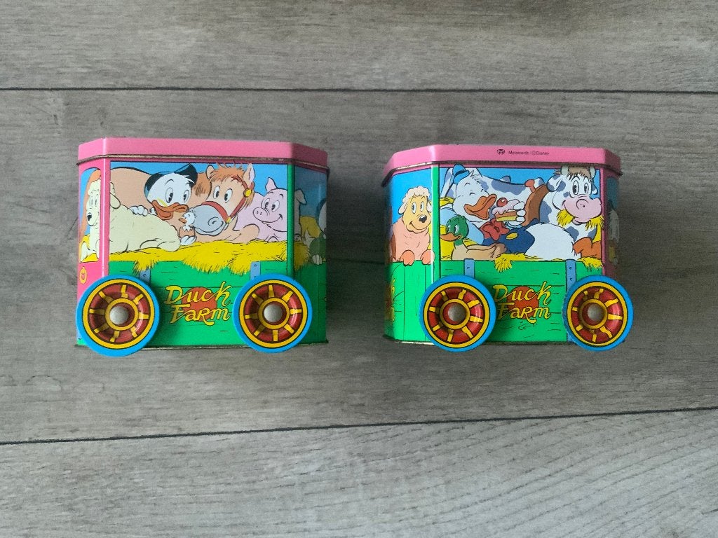 Vintage Disney / Donald Duck - Duck Farm Blik - 1970?, Verzamelen, Ophalen of Verzenden, Donald Duck, Gebruikt, Beeldje of Figuurtje