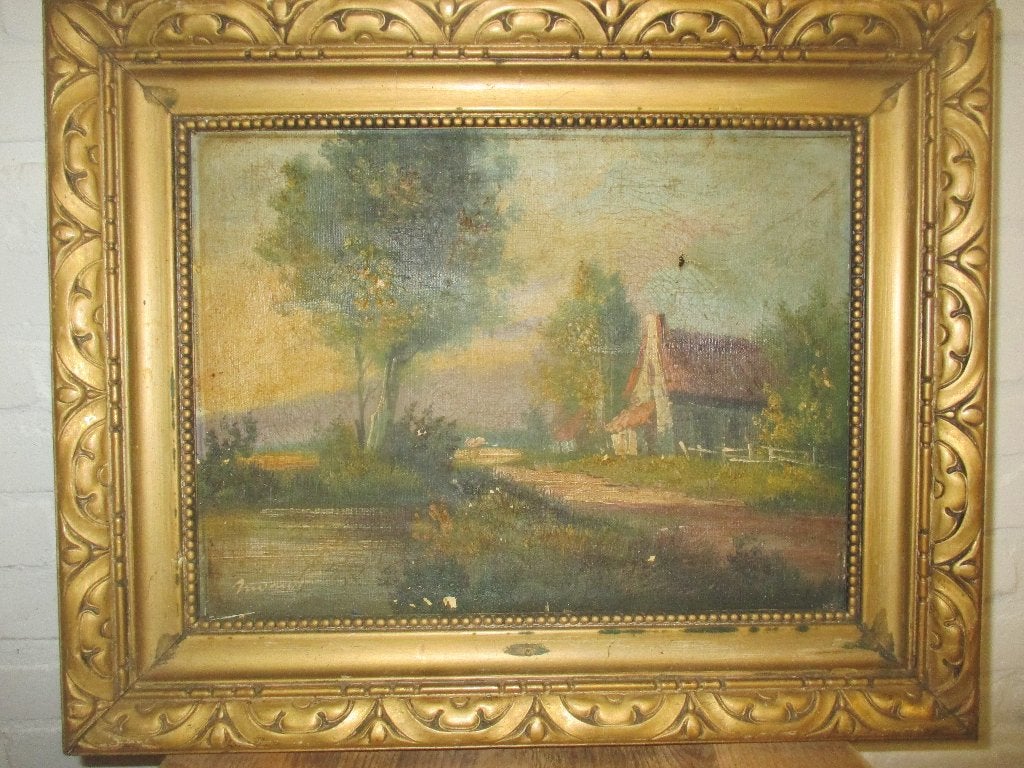 Twee schilderijtjes, Ophalen, Doek, Expressionistisch, Landschap