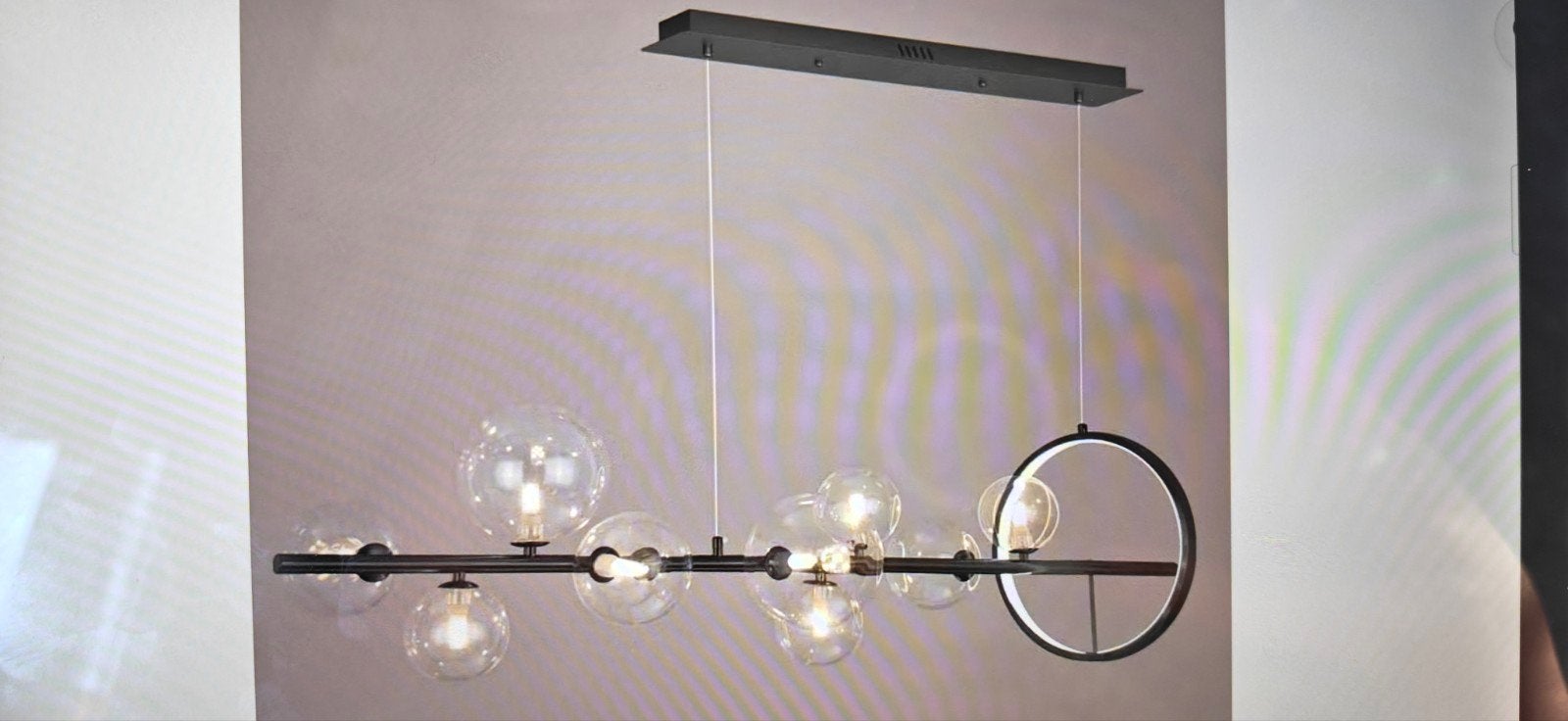 Hanglamp met glazen bollen en led ring, Huis en Inrichting, Ophalen, Nieuw, Glas