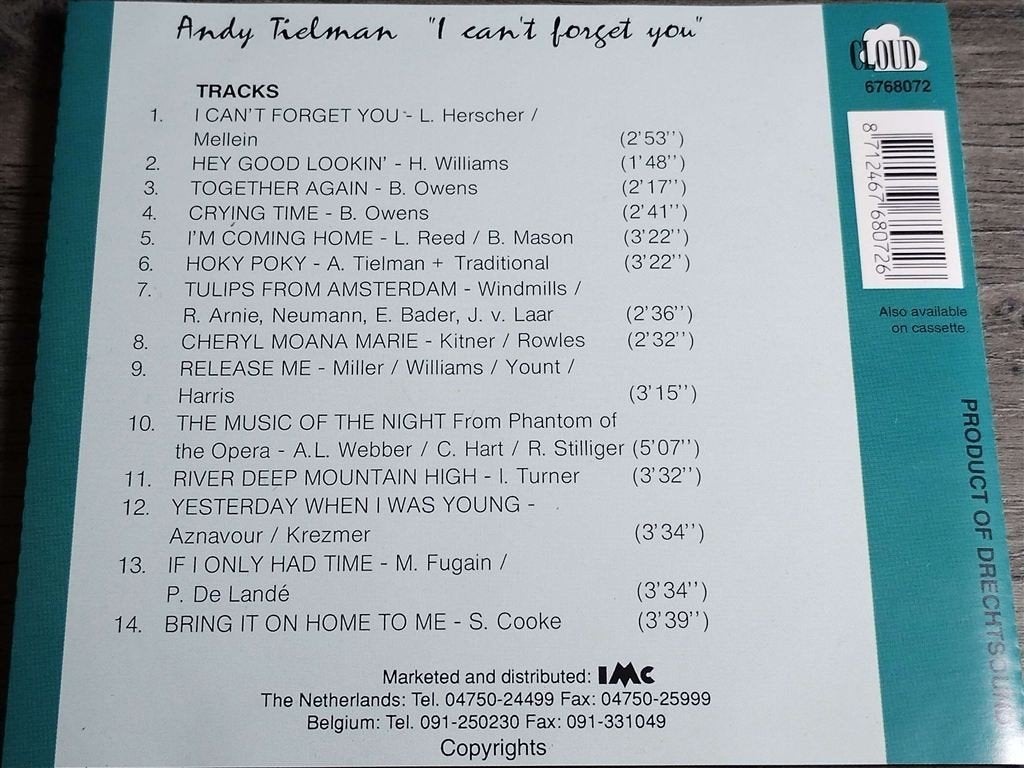 Andy Tielman – I Can't Forget You, Cd's en Dvd's, Ophalen of Verzenden, Gebruikt