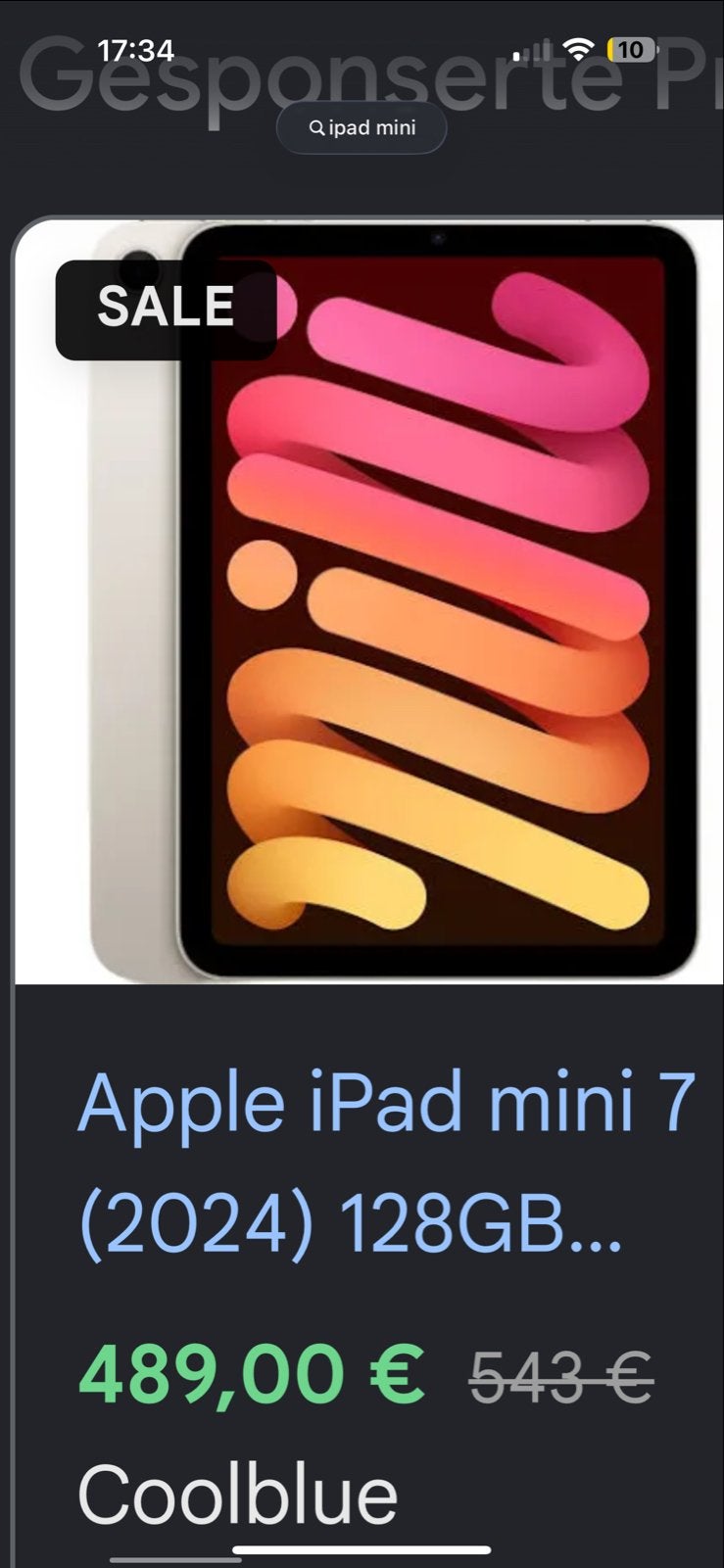 iPad mini 7 met waterschade - Defect, Computers en Software, Apple iPads, 8 inch, Ophalen of Verzenden, Niet werkend, 16 GB