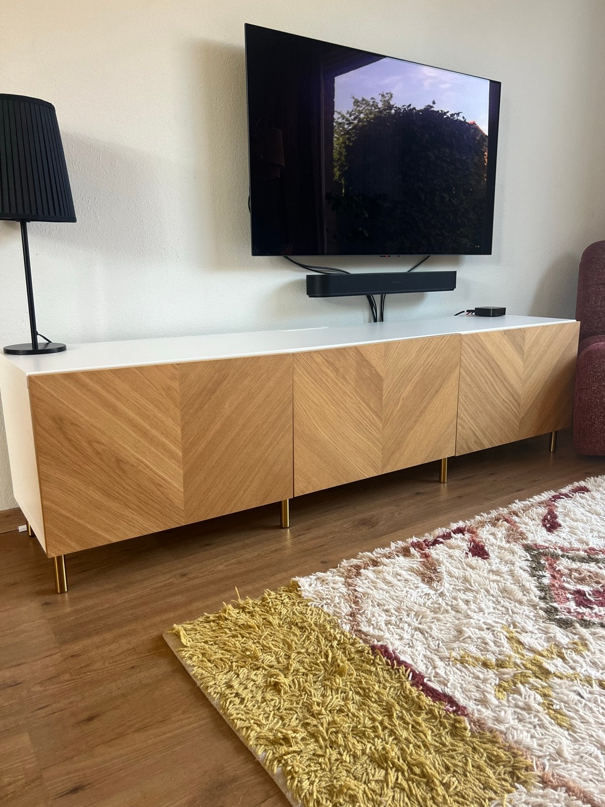 Ikea Besta tv meubel met visgraat deuren, Ophalen, Gebruikt, 150 tot 200 cm, Minder dan 100 cm