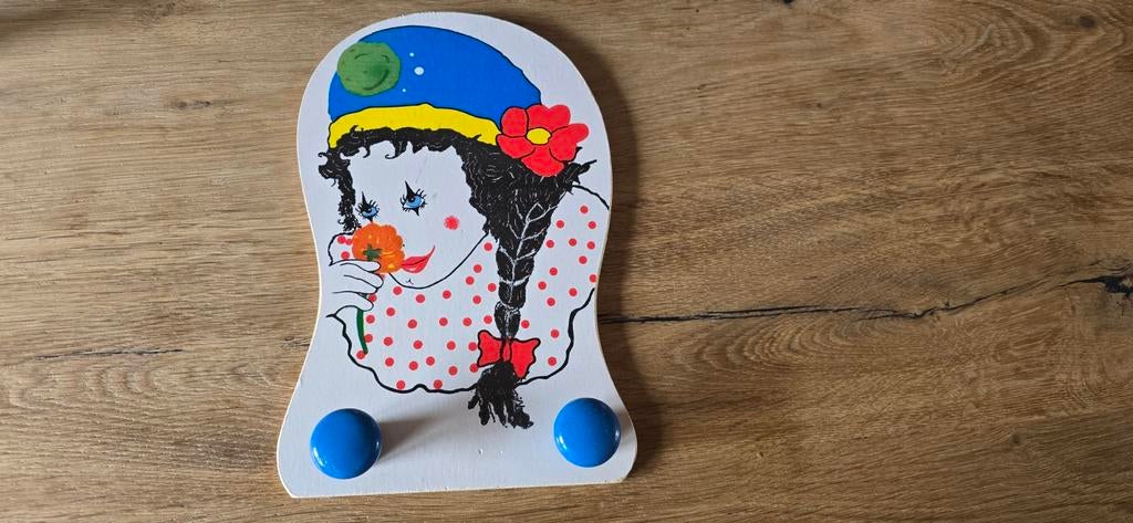 Vintage Kinderkapstokje met Meisje en Bloemen 30x19 cm, Huis en Inrichting, Woonaccessoires | Kapstokken, Gebruikt, Ophalen of Verzenden