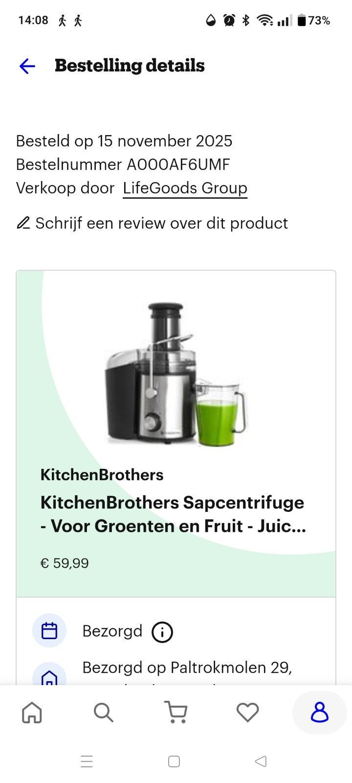 KitchenBrothers Sapcentrifuge - Groenten en Fruit Juicer, 1 tot 2 liter, Ophalen, Zo goed als nieuw, 2 snelheden