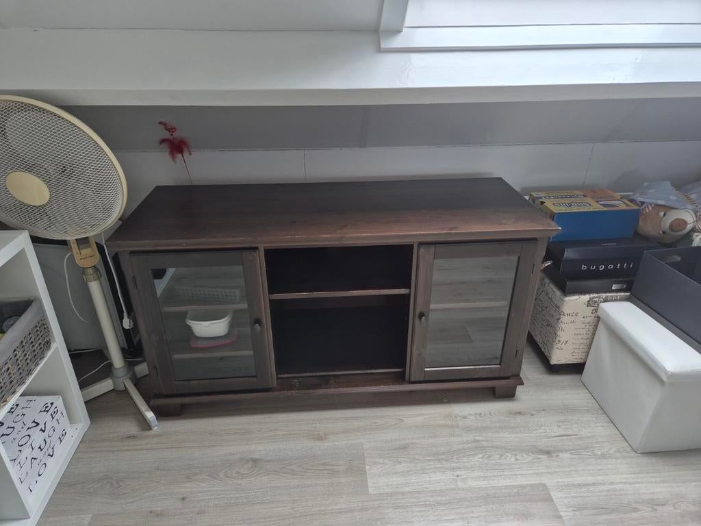 IKEA Dressoir met glazen deuren - Donkerbruin, Glas, Ophalen of Verzenden, 25 tot 50 cm, Gebruikt