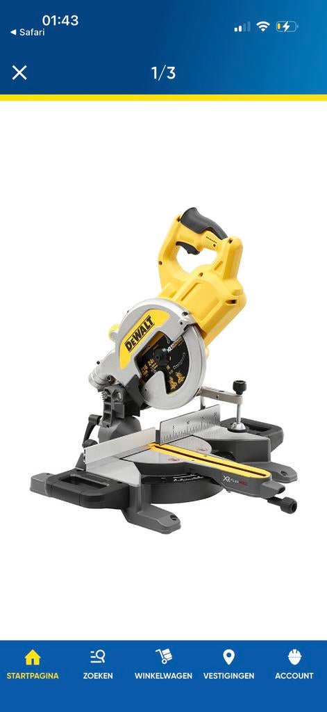 Dewalt 54v/18v Afkortzaag -XJ bij snel ophalen 300, Doe-het-zelf en Verbouw, Gereedschap | Zaagmachines, Gebruikt, 70 mm of meer