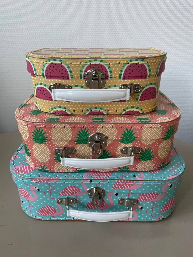 Sass & Belle Koffers 3-in-1 - Watermeloen, Ananas, Flamingo, Overige materialen, Gebruikt, Minder dan 50 cm, Ophalen of Verzenden