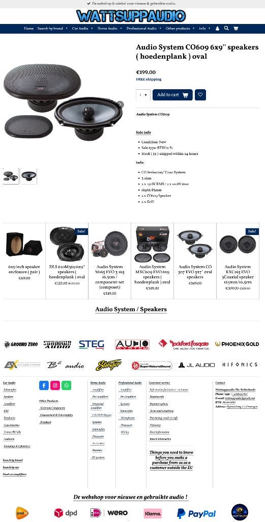 Audio System CO609 6x9'' speakers (hoedenplank)ovaal 150WRMS, Auto diversen, Autospeakers, Info@optimount.nl, Nieuw, Ophalen of Verzenden
