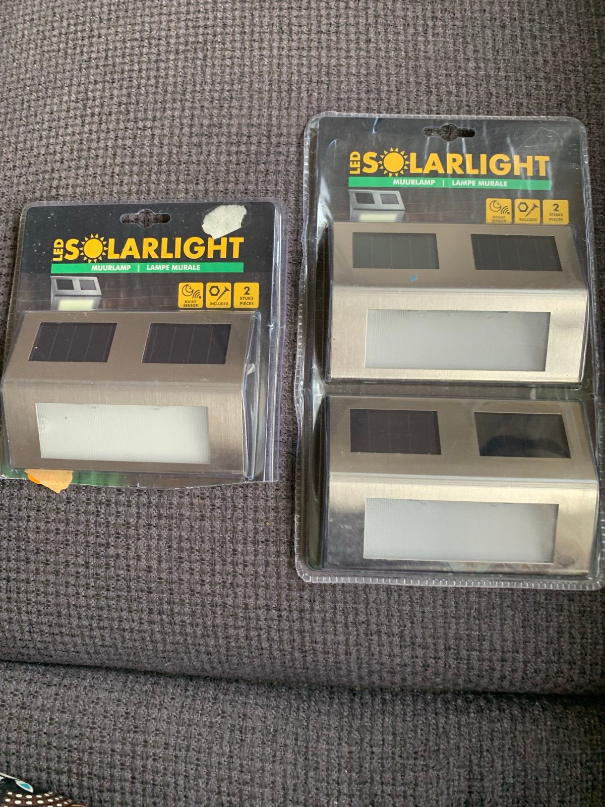 Solar LED muurlampjes - 3 stuks met nachtsensor, Tuin en Terras, Zonne-energie, Kunststof, Minder dan 50 watt, Wandlamp