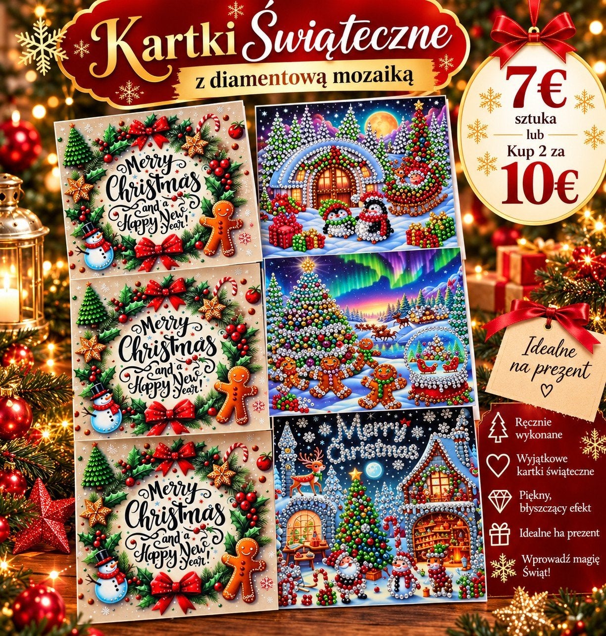 Kerstkaarten met diamond paiting, Ophalen of Verzenden, Overige onderwerpen