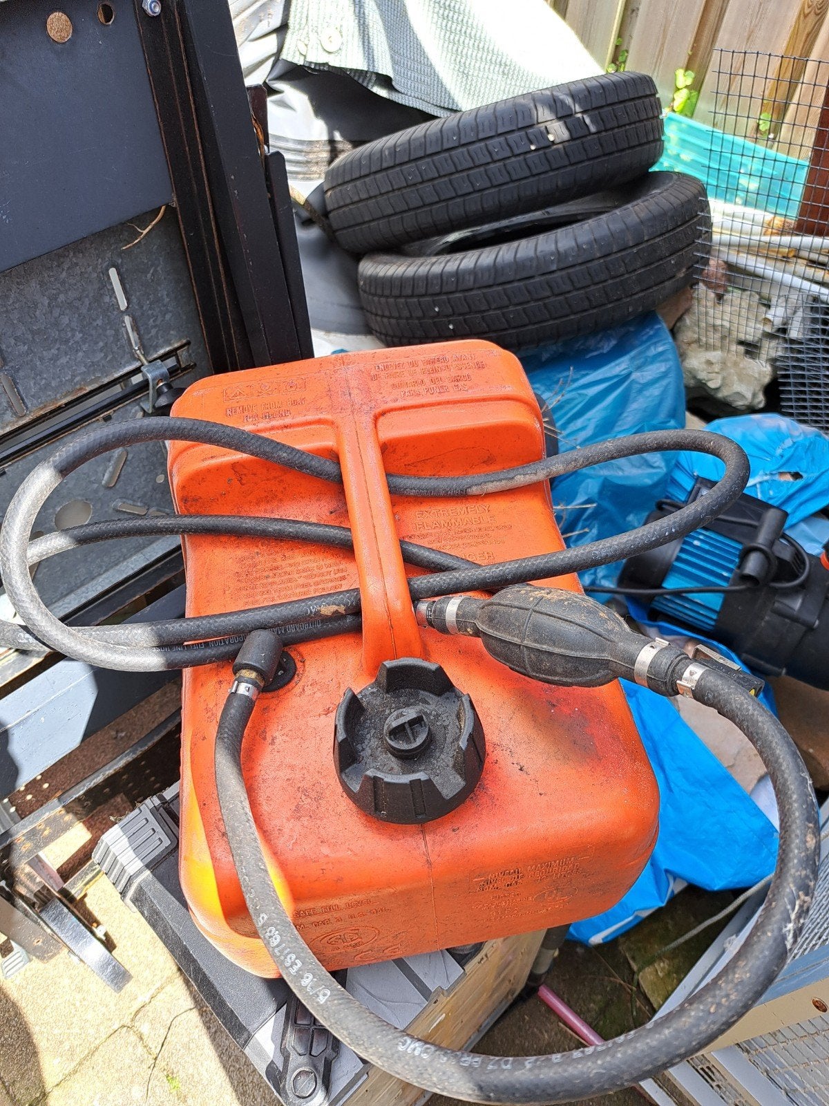 Benzinetank plastic boot 12 liter met slang, Ophalen, Gebruikt, Motor en Techniek
