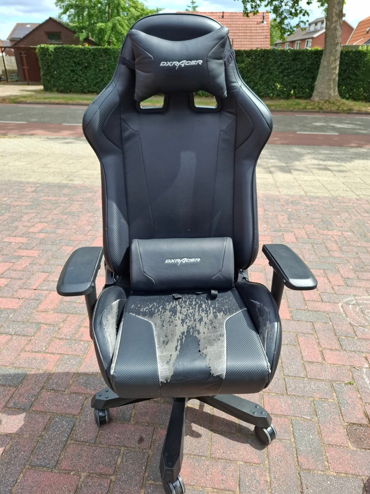 DXRacer king Gamestoel - Gebruikt, hoes nodig, werkt goed, Ophalen, Gebruikt, Zwart, Bureaustoel