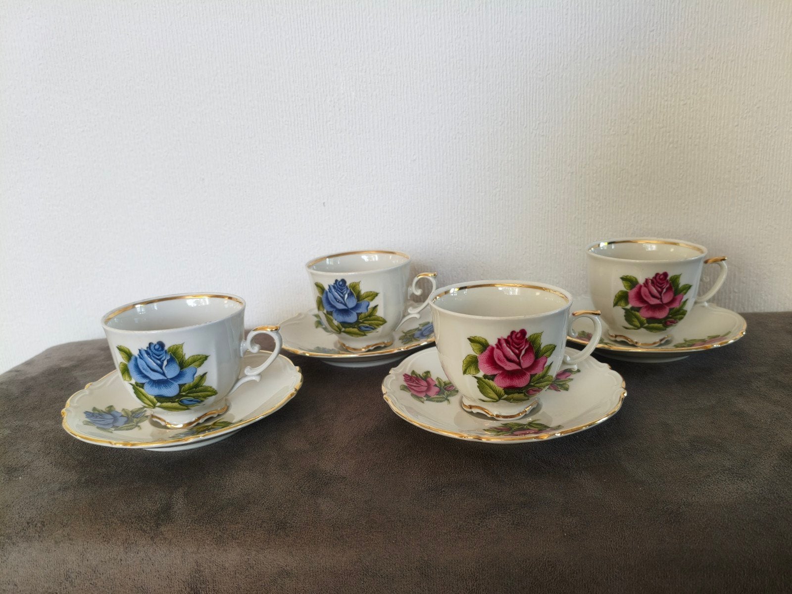 Set van 4 Bavaria kop en schotels, rozen, Ophalen of Verzenden