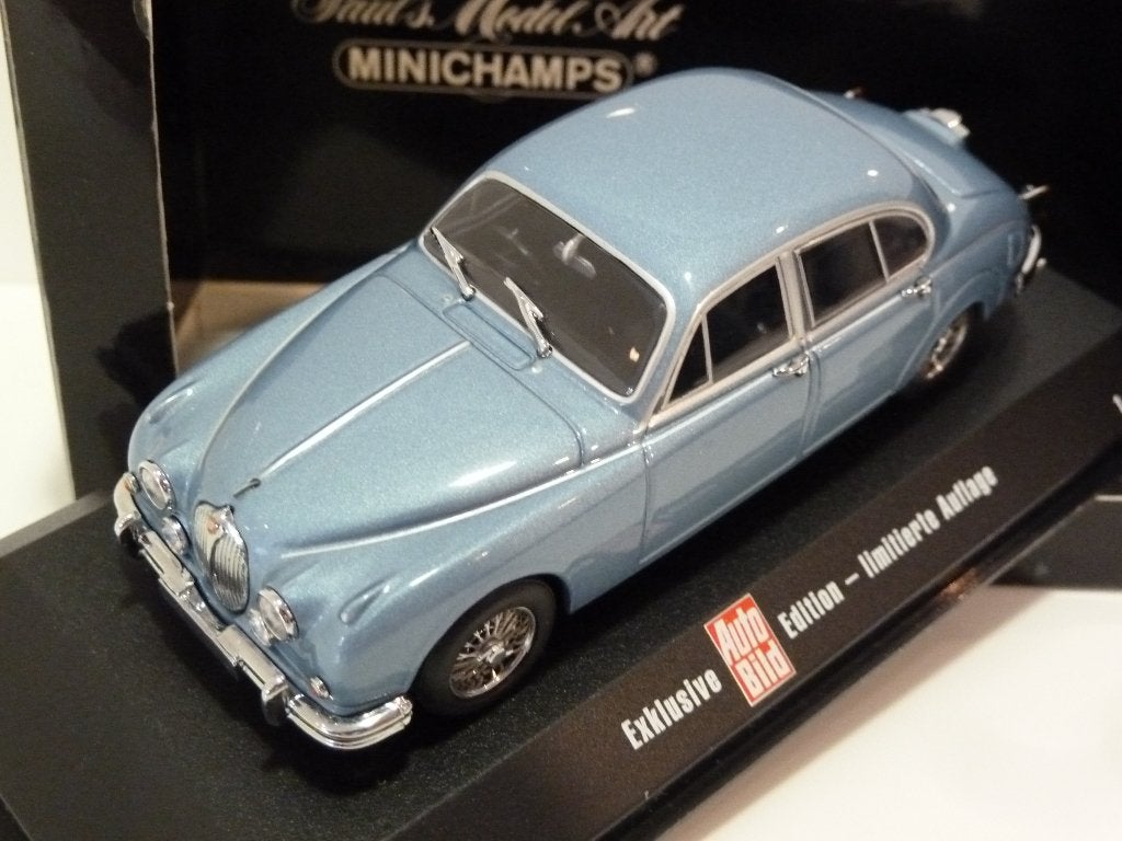 Minichamps Jaguar MkII 1959 Blauw AutoBild Ed 1:43 433130664, Ophalen of Verzenden, Nieuw, Auto, MiniChamps