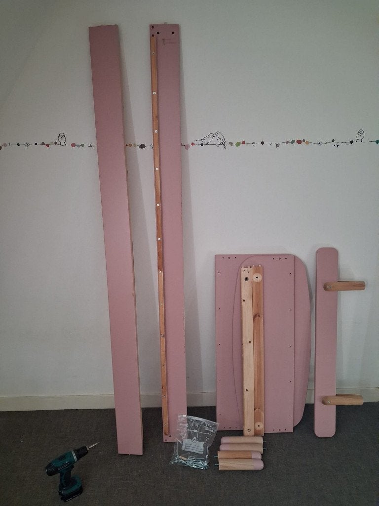 Flexa Play Juniorbed - Roze inclusief bedhekje, Kinderen en Baby's, Ophalen, 85 tot 100 cm, Gebruikt, Lattenbodem
