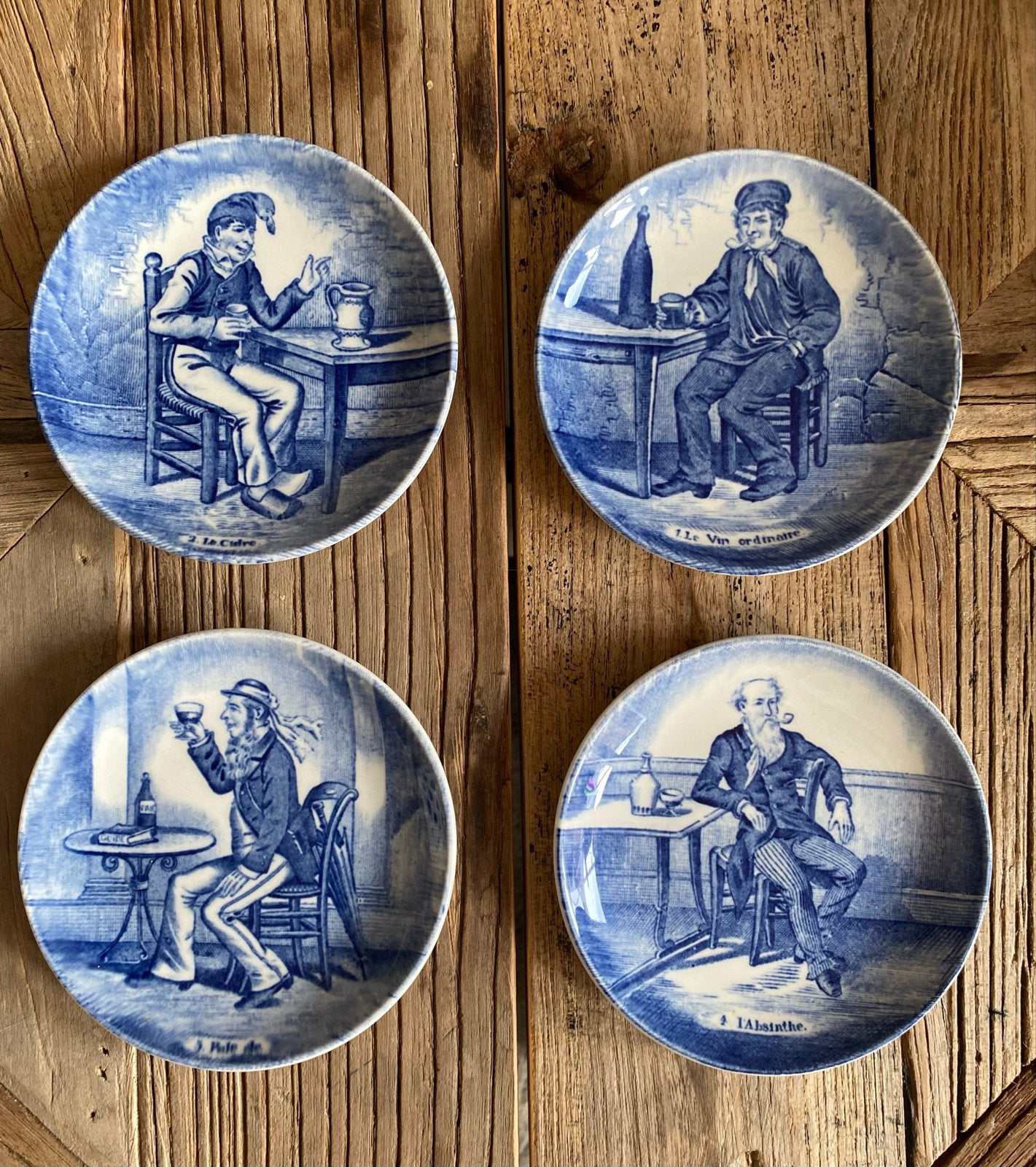 Antiek Delfts blauwe minibordjes Boch (4 stuks), Ophalen of Verzenden