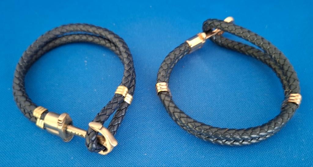 2 x armband Paul Hewitt leer met metalen anker, Ophalen of Verzenden, Zo goed als nieuw, Staal