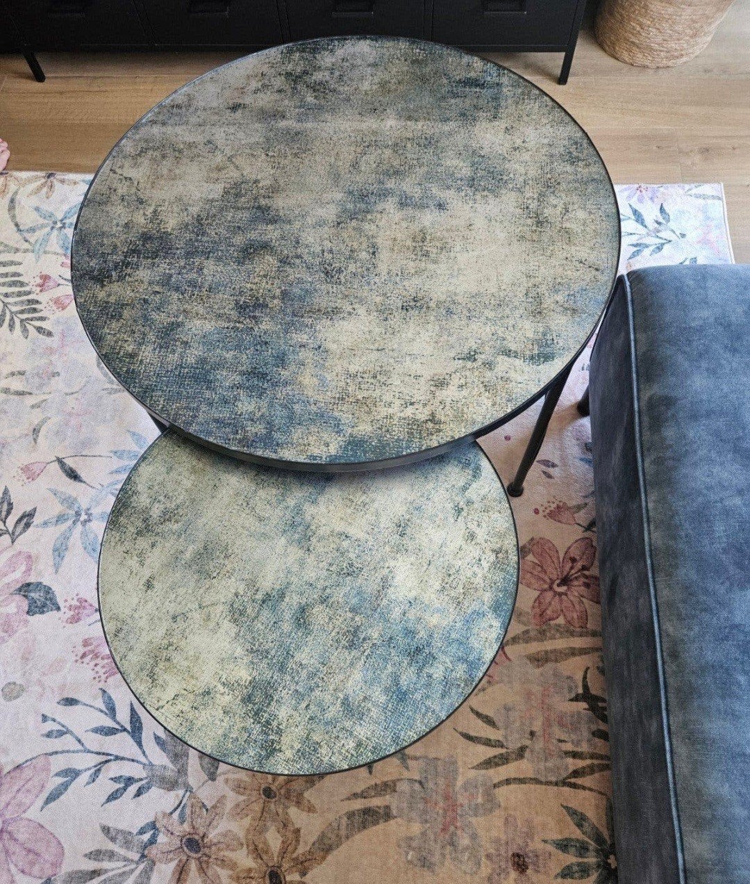 Glazen salontafelset, Ophalen, Rond, 50 tot 100 cm, 50 tot 100 cm