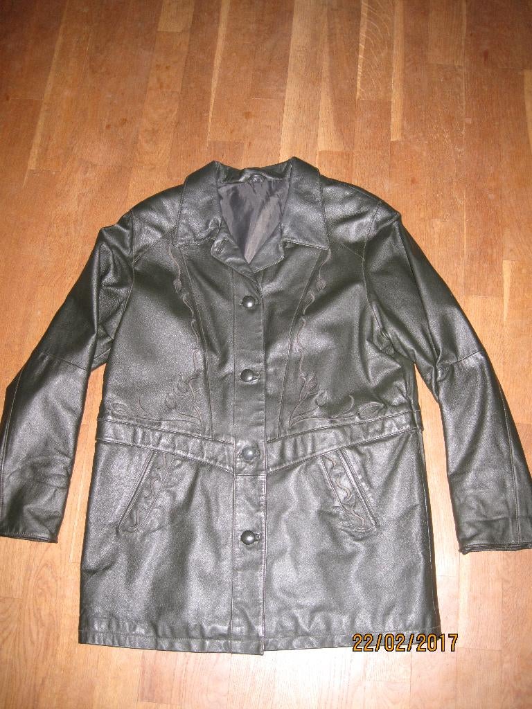 Zwarte leren jas maat XL, Kleding | Dames, Zwart, Maat 46/48 (XL) of groter, Ophalen of Verzenden, Onbekend