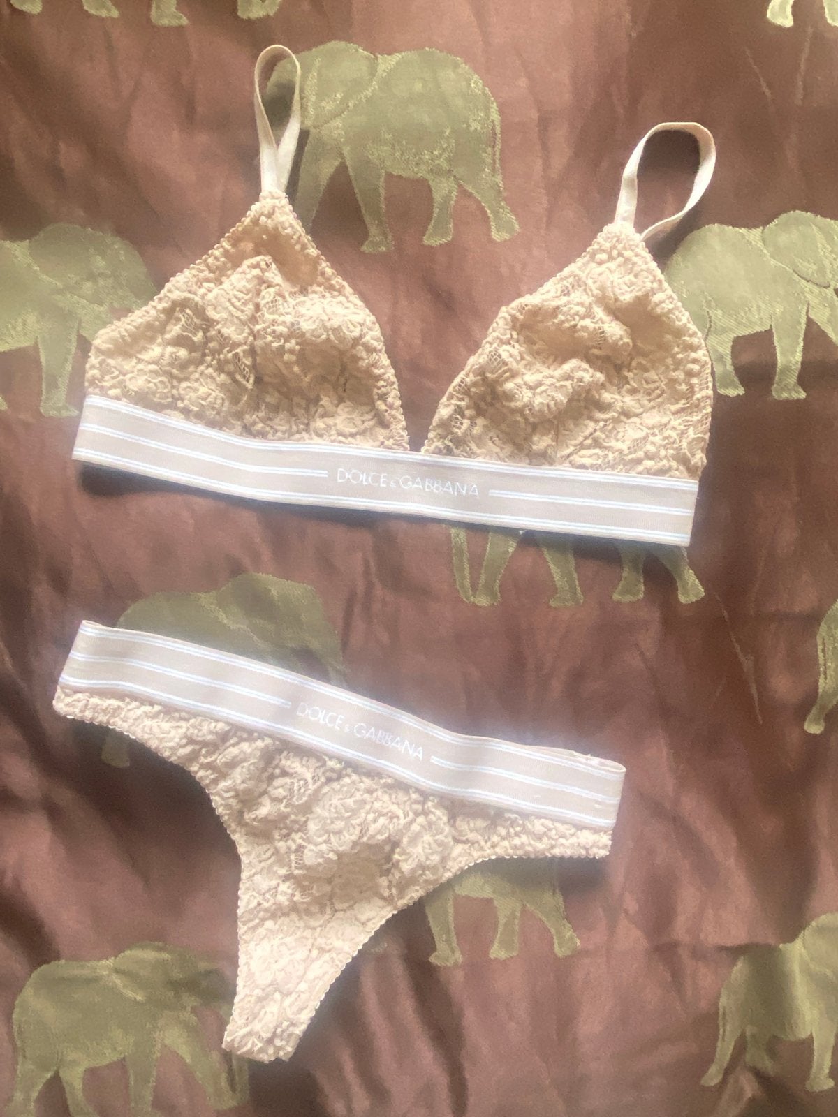 Dolce & Gabbana Kanten Bralette en String Set, Kleding | Dames, Ondergoed en Lingerie, Ophalen of Verzenden, Beige, Setje
