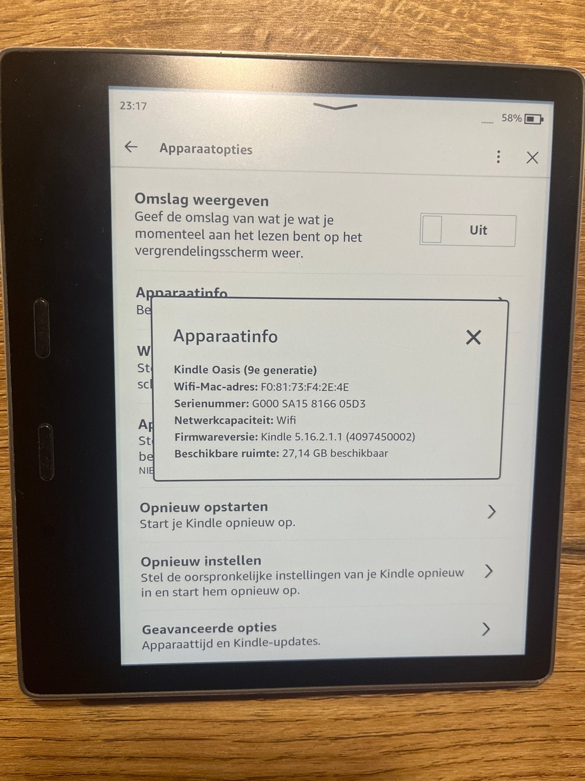 Amazon Kindle Oasis 9e generatie - 32GB - Zo goed als nieuw, Computers en Software, Touchscreen, Ophalen of Verzenden, Zo goed als nieuw