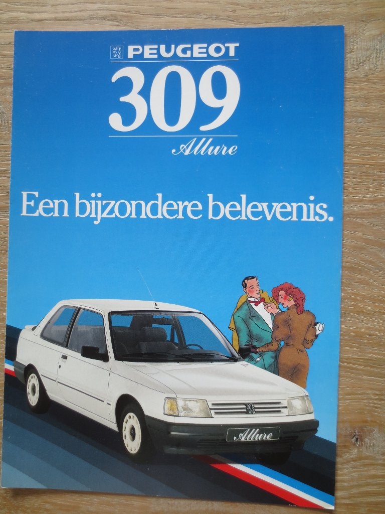 Autofolder Peugeot 309 Allure :Een bijzondere belevenis 1987, Ophalen of Verzenden, Nieuw, Peugeot