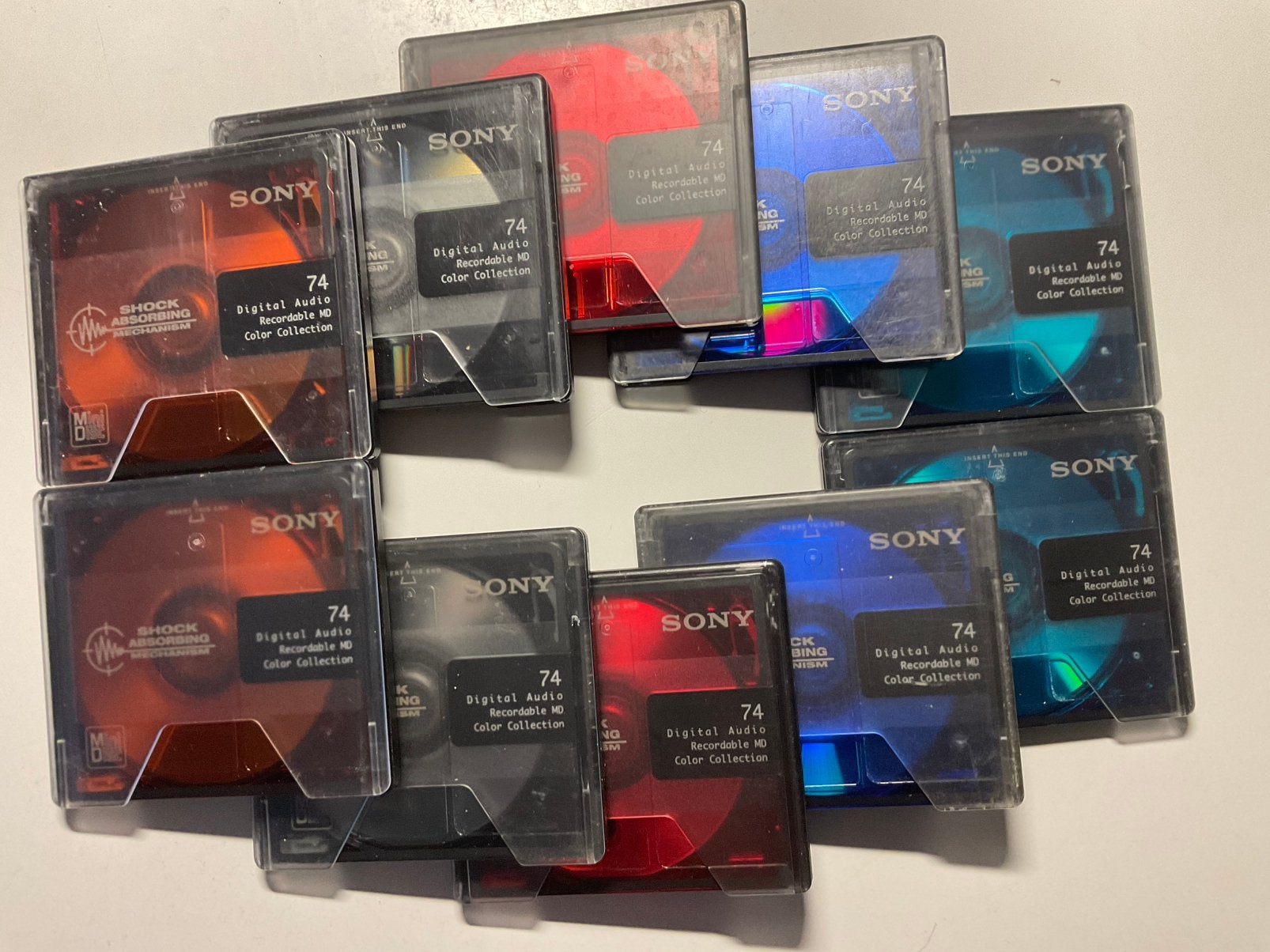 Minidisc’s. SONY COLOR COLECTION. 10x als nieuw. 74 minuten, Ophalen of Verzenden, Discman