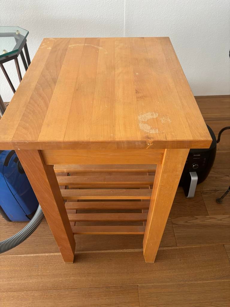 Houten bijzettafel met opbergplank, Huis en Inrichting, Tafels | Statafels, Ophalen, Gebruikt