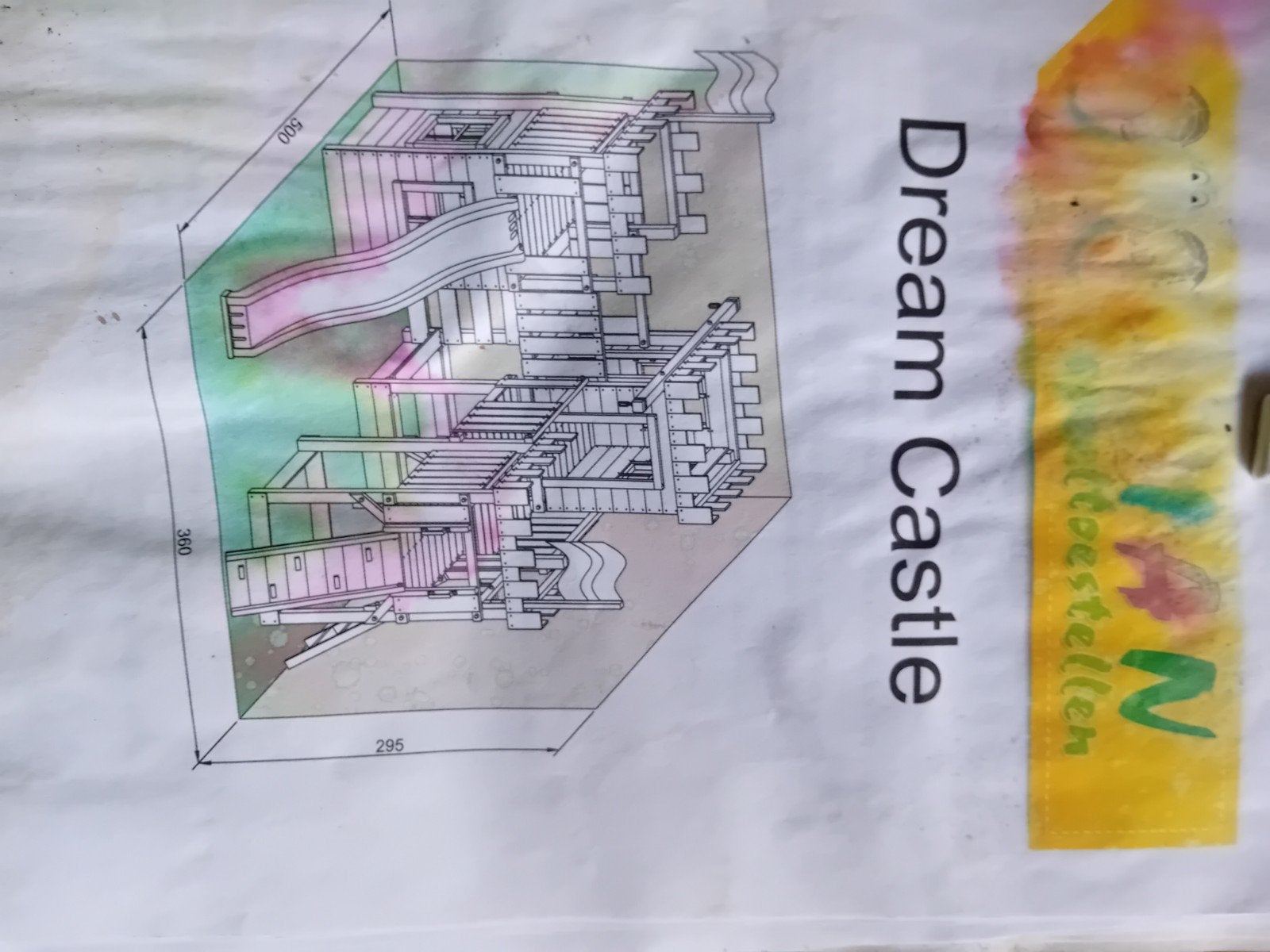 Groot houten speeltoestel 'Dream Castle' met glijbaan, Ophalen, Gebruikt, Glijbaan