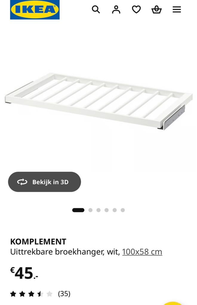 Ikea broekenrek , lichte kleur 100-58 cm, Ophalen of Verzenden, Zo goed als nieuw