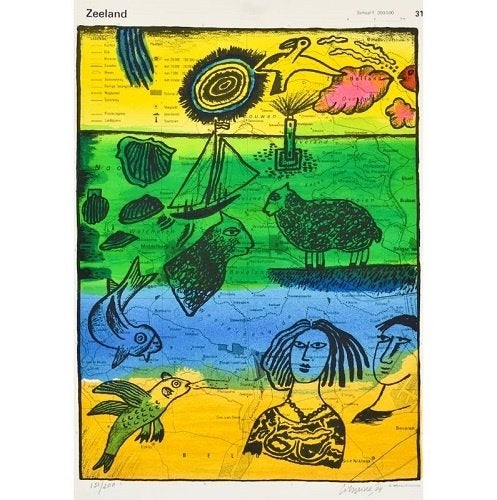 Corneille - "Zeeland", Gesigneerd, Verzenden, Zeefdruk