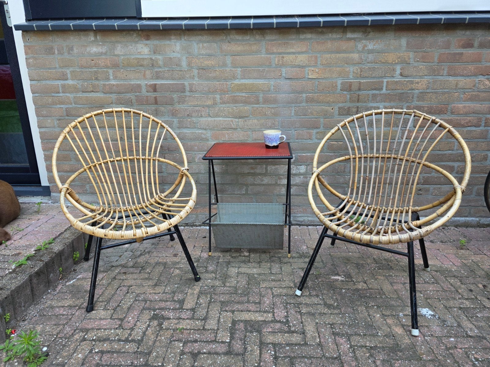 Setje jaren 60 rotan kuipstoeltjes Rohé Noordwolde stoelen, Ophalen, Gebruikt, Rotan