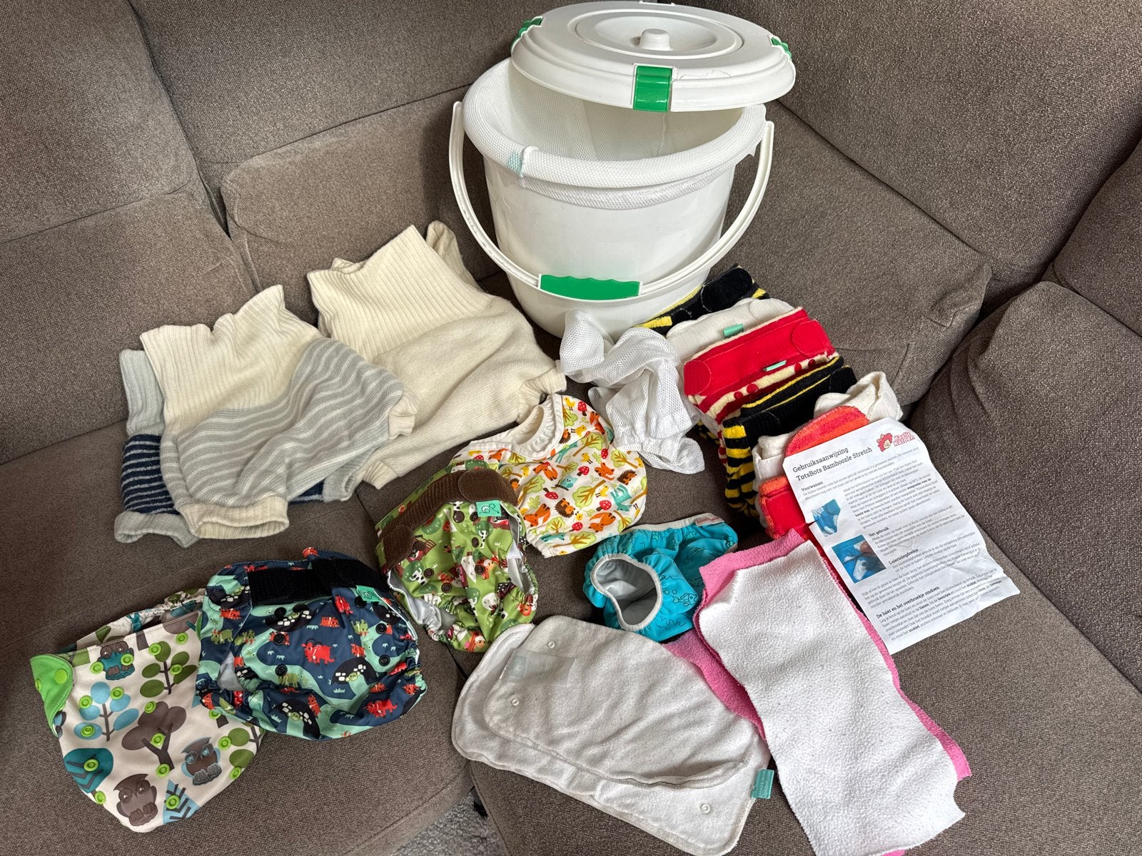 Complete wasbare luierset met luieremmer, Ophalen of Verzenden, Gebruikt