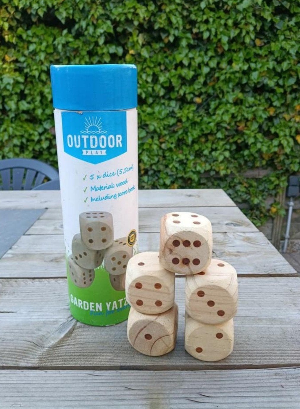 Outdoor Garden Yatzy - Houten dobbelstenen, Vijf spelers of meer, Ophalen of Verzenden, Zo goed als nieuw