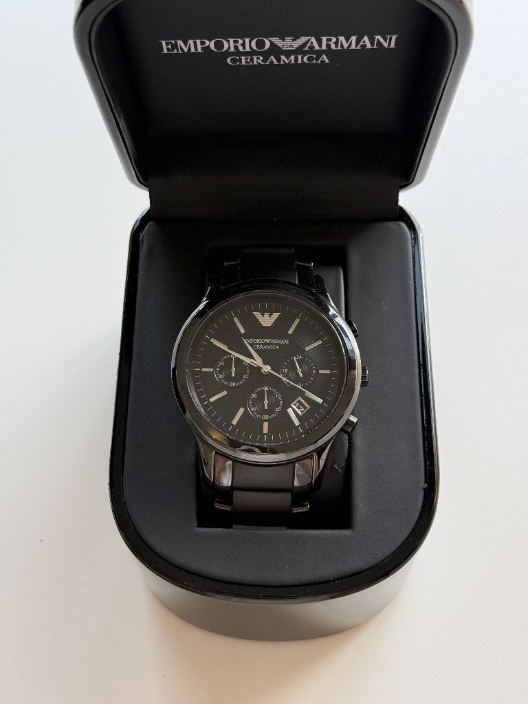 Emporio Armani Ceramica AR1452 Zwart Herenhorloge, Overige merken, Overige materialen, Polshorloge, Overige materialen