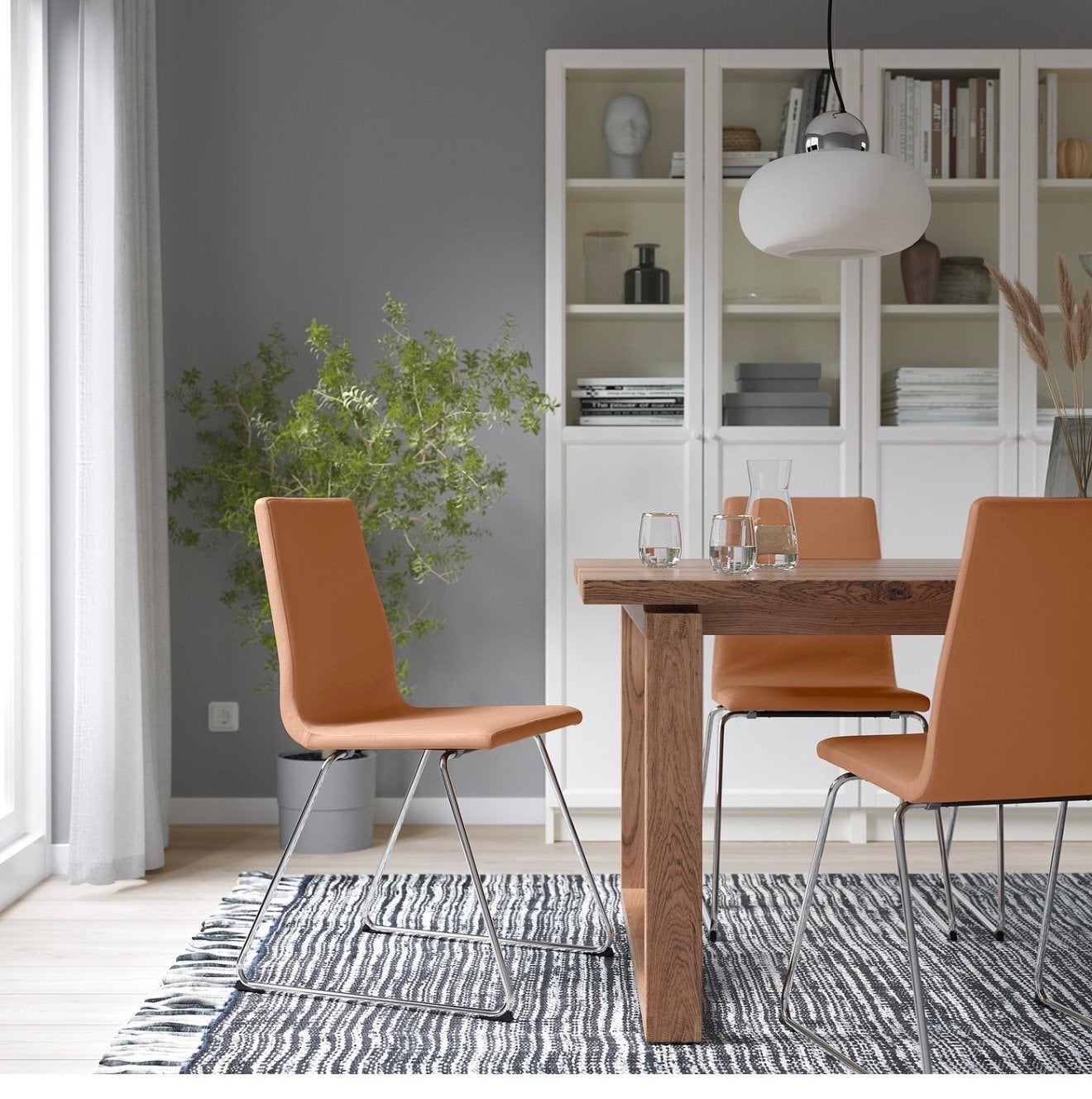 6x IKEA LILLÅNÄS Stoel - Chroom/Goudbruin, Bruin, Ophalen of Verzenden, Zo goed als nieuw, Metaal