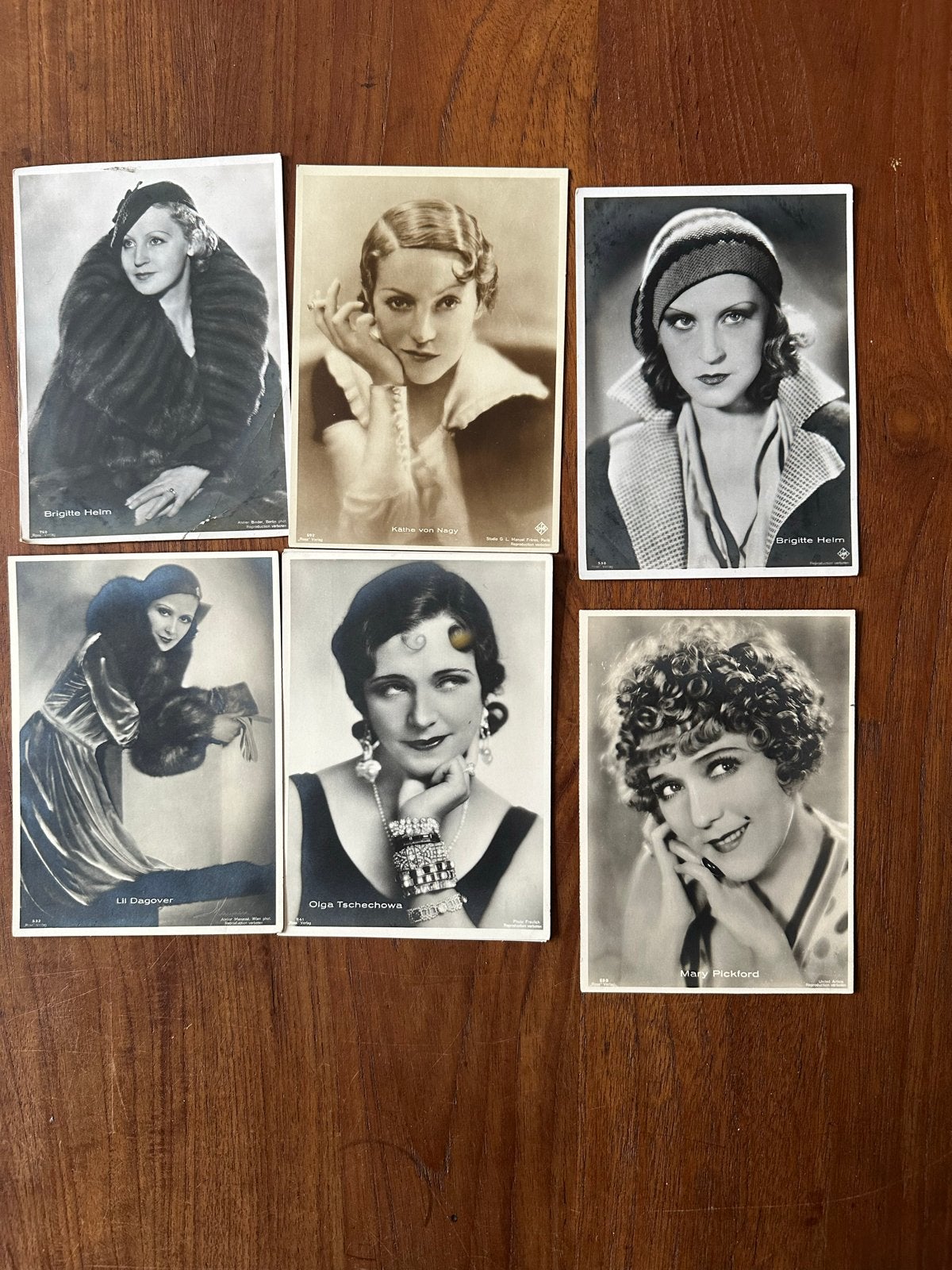 Set van 6 vintage filmsterren ansichtkaarten (jaren '20-'30), Gebruikt, Foto, Ophalen of Verzenden, Voor 1940