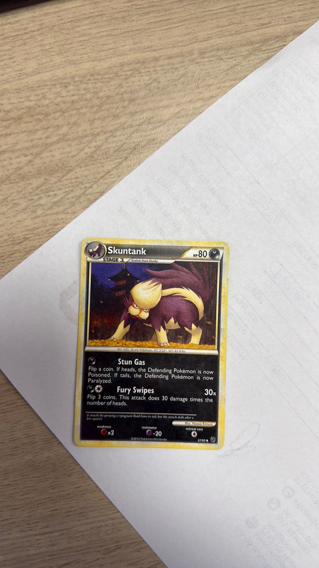 Skuntank Pokémon Kaart HP 80, Ophalen of Verzenden, Gebruikt, Losse kaart