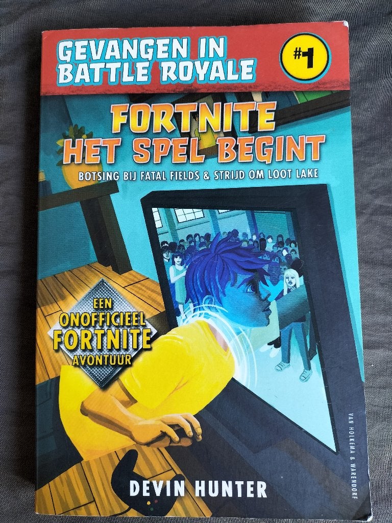 Gevangen in Battle Royale 1 - Fortnite - Het spel begint, Boeken, Ophalen of Verzenden, Zo goed als nieuw, Devin Hunter, Fictie algemeen
