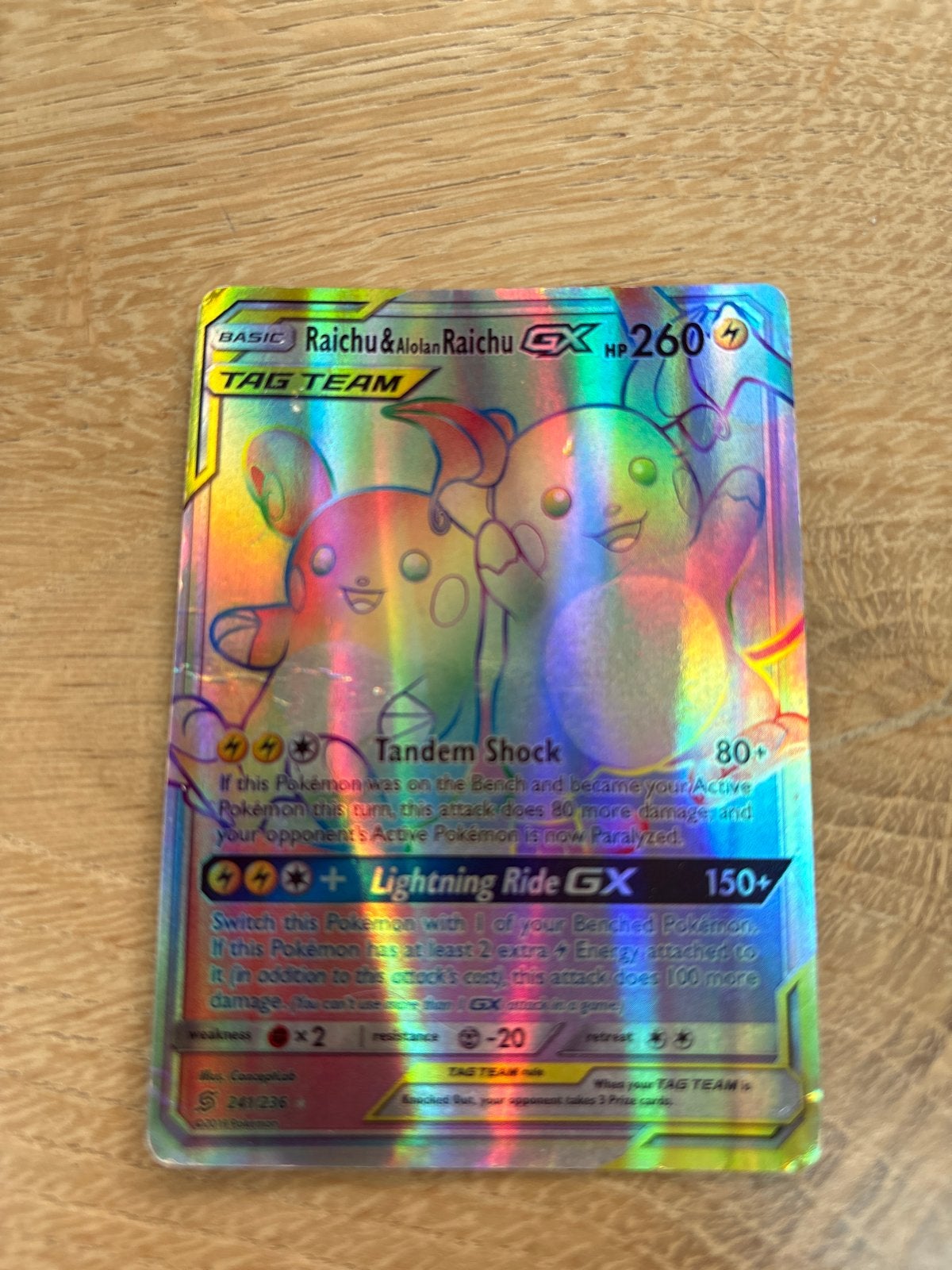 Raichu & Alolan Raichu GX TAG TEAM Pokémon Kaart (Foil), Hobby en Vrije tijd, Verzamelkaartspellen | Pokémon, Ophalen of Verzenden