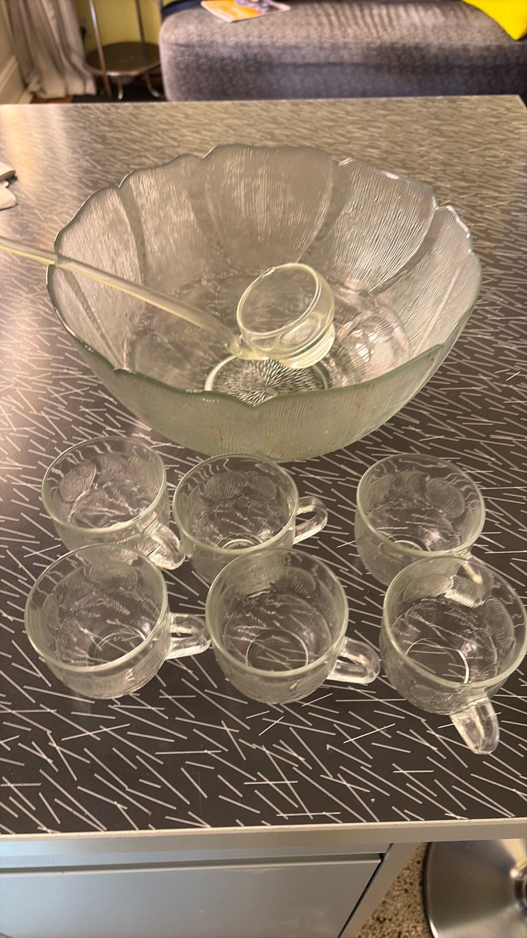 Glazen Punch/bowl set, Ophalen, Zo goed als nieuw